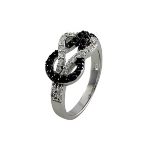 Black and Clear CZ Love Celtic Knot Ring